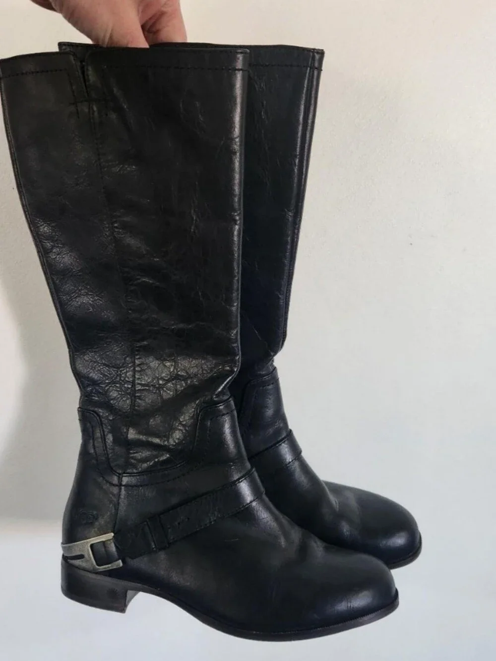 Ugg Channing Tall Black Crackled Leather Boots sz.7